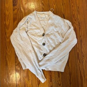 Cyrus Light Blue Pointelle V-Neck Cardigan